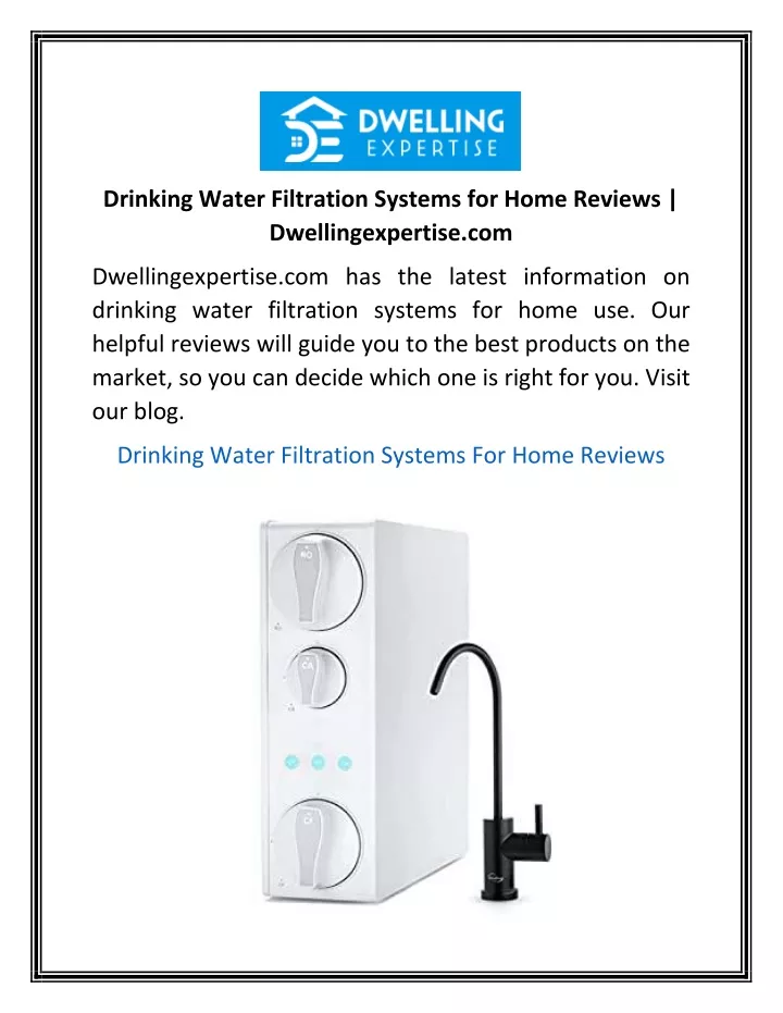 drinking water filtration systems for home