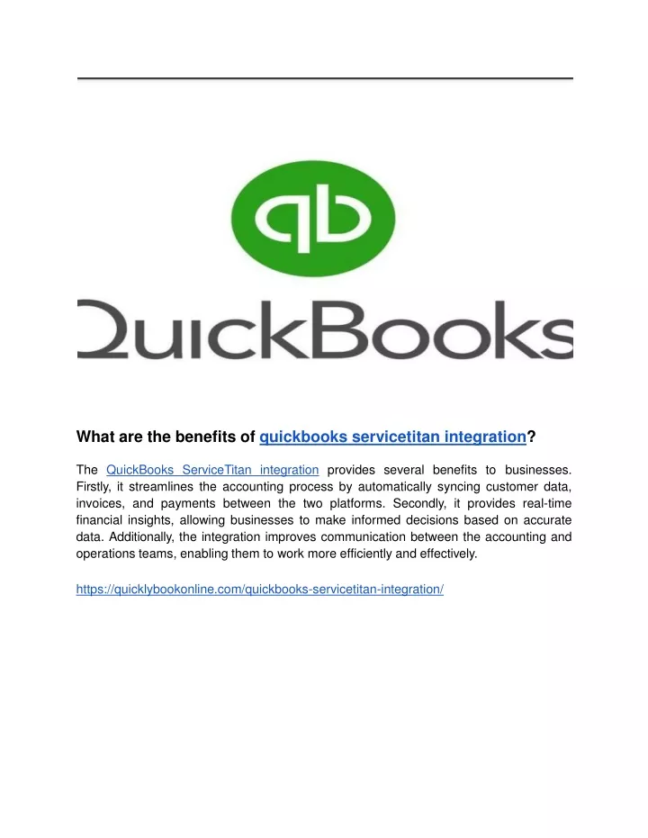 what are the benefits of quickbooks servicetitan