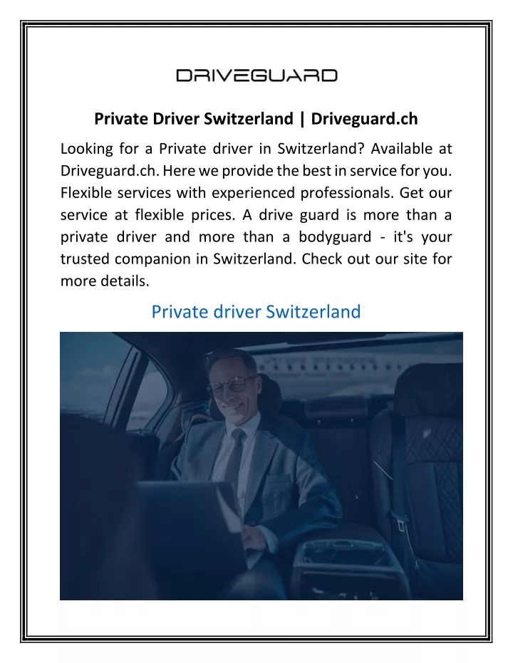 private driver switzerland driveguard ch