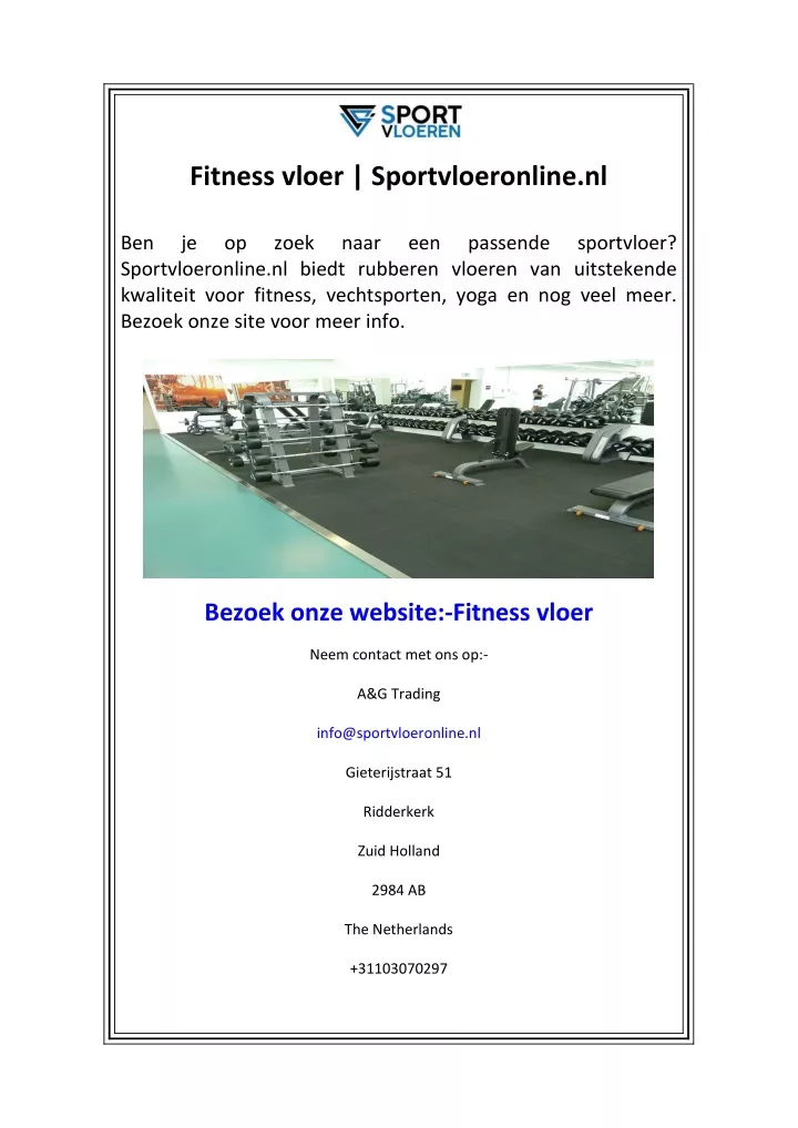 fitness vloer sportvloeronline nl