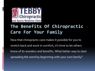 The Benefits of Chiropractic Care for Your Family