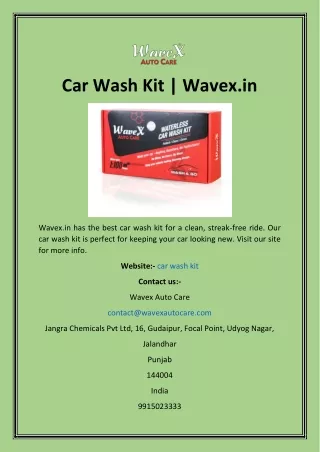 Car Wash Kit  Wavex.in