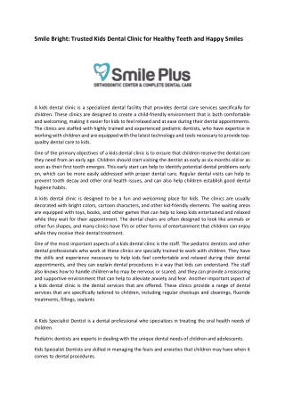 Smile Bright Trusted Kids Dental Clinic for Healthy Teeth and Happy Smiles pdf