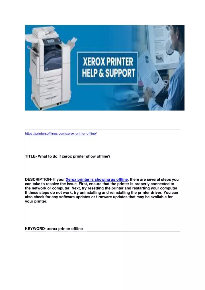 https printersofflines com xerox printer offline