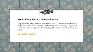 Aerator Fishing Bucket  Fishernomics.com