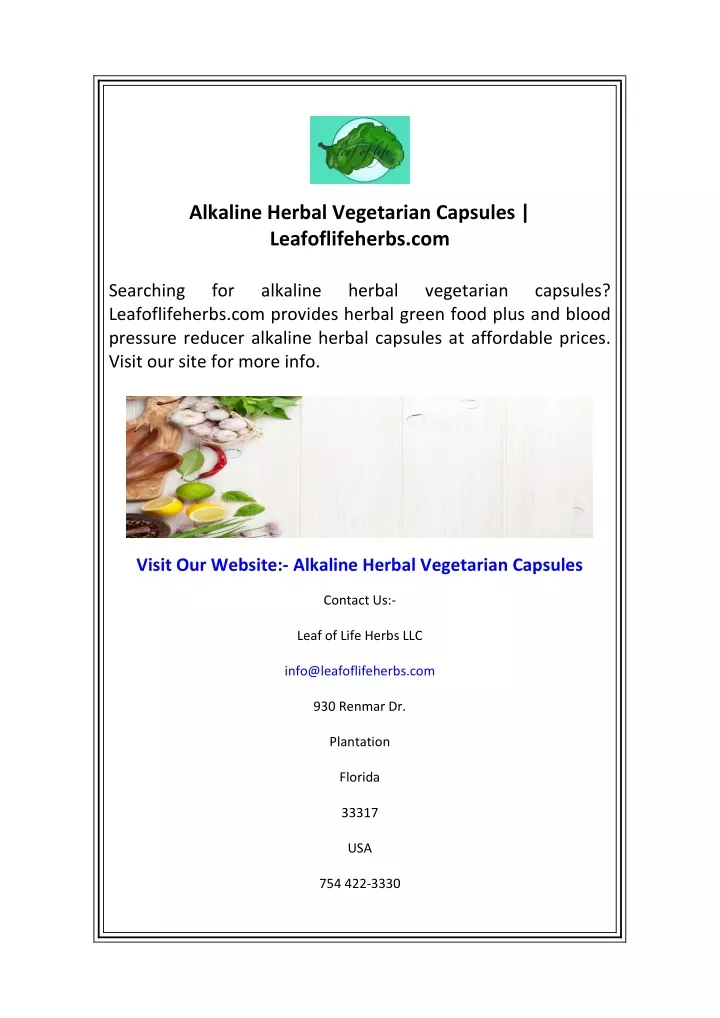 alkaline herbal vegetarian capsules