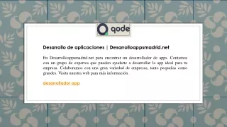 Desarrollo de aplicaciones  Desarrolloappsmadrid.net