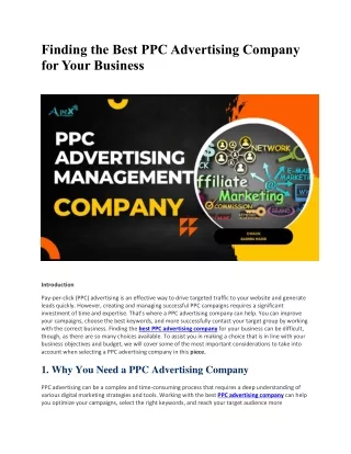 Finding the Best PPC Advertising Company for Your Business