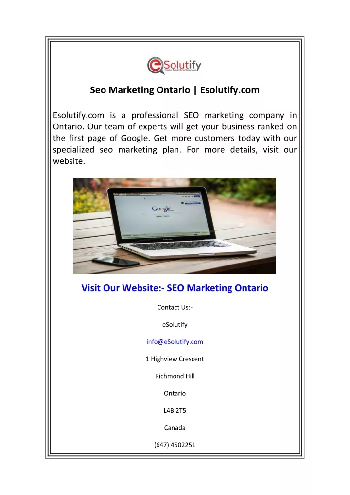 seo marketing ontario esolutify com