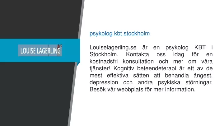 psykolog kbt stockholm louiselagerling