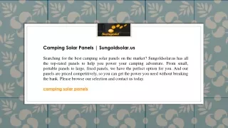 Camping Solar Panels  Sungoldsolar.us