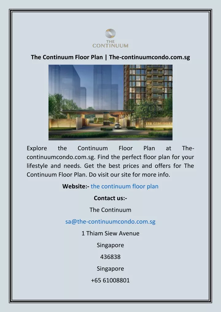 the continuum floor plan the continuumcondo com sg