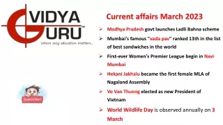 Current affairs March 2023 Part I
