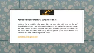 Portable Solar Panel Kit  Sungoldsolar.us