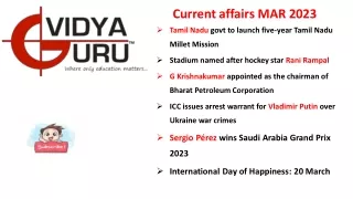 Current affairs March 2023 Part III