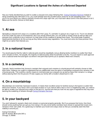 Significant Areas to Scatter the Ashes of a Beloved Departed