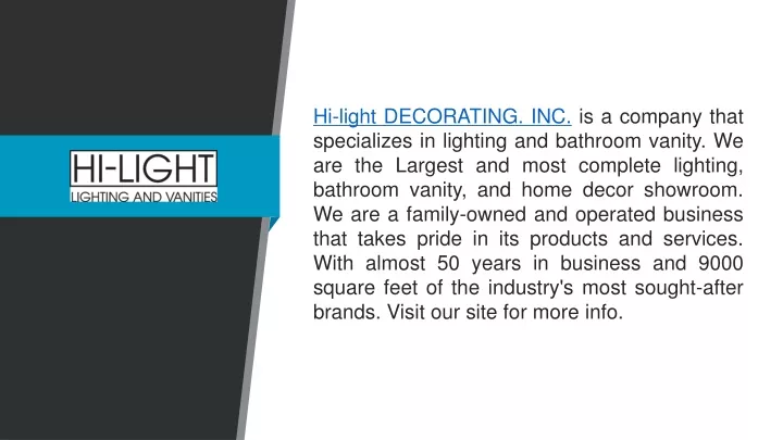 hi light decorating inc is a company that