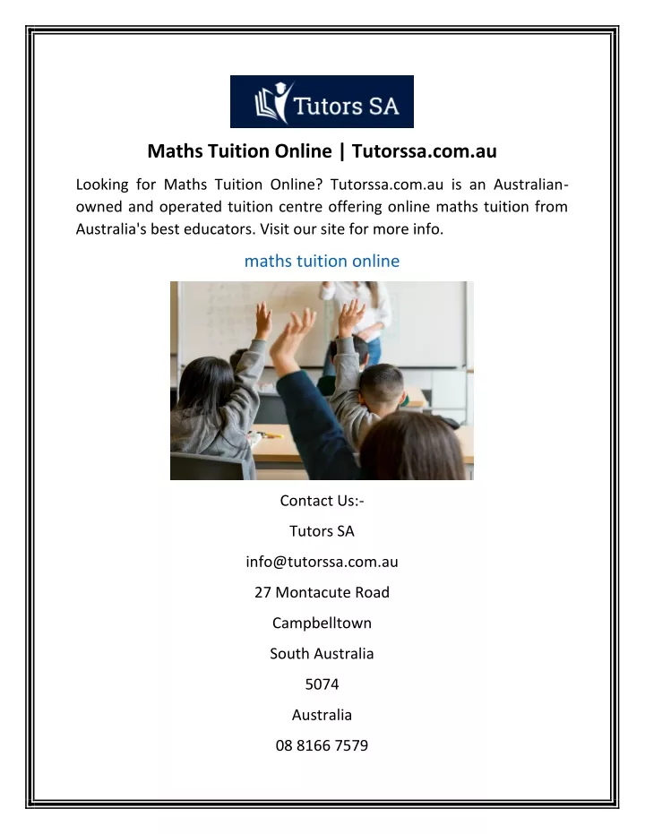 maths tuition online tutorssa com au