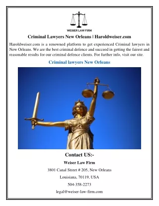 Criminal Lawyers New Orleans | Haroldweiser.com