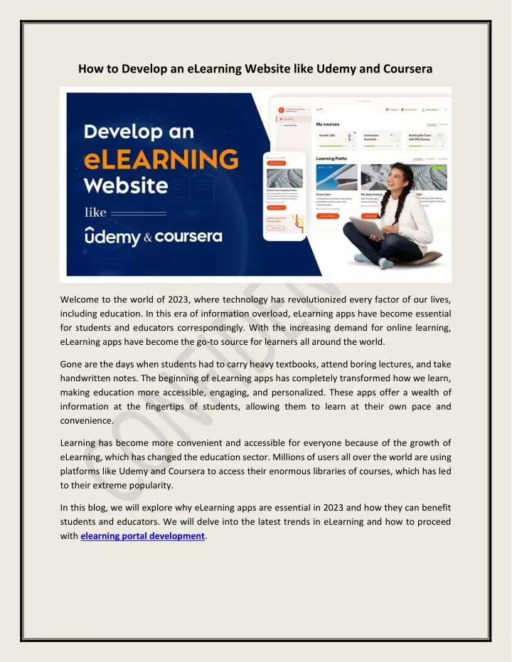 how to develop an elearning website like udemy