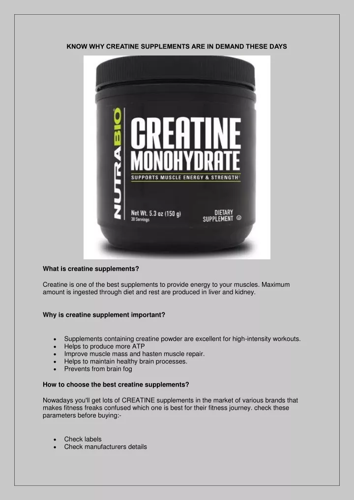 know why creatine supplements are in demand these