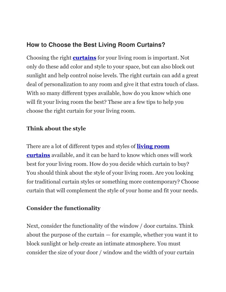 how to choose the best living room curtains