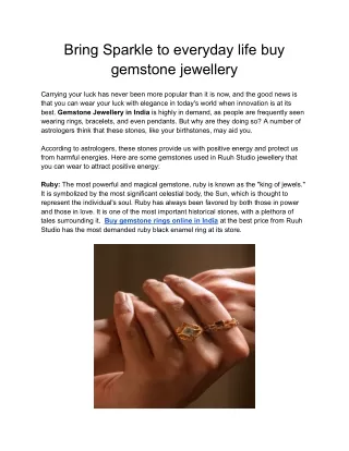 Bring Sparkle to everyday life buy gemstone jewellery