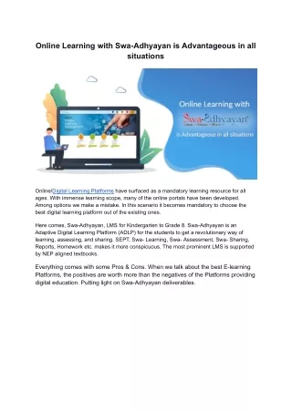 online learning with swa adhyayan is advantageous