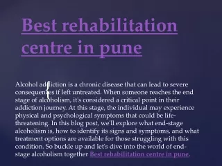 Best rehabilitation centre in pune