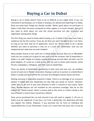 Buying a Car in Dubai