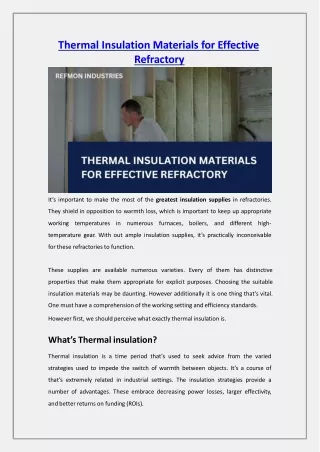 thermal insulation materials for effective