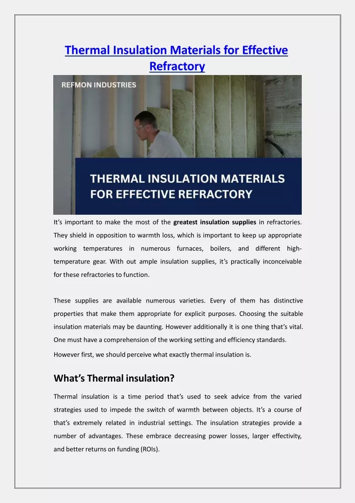 thermal insulation materials for effective