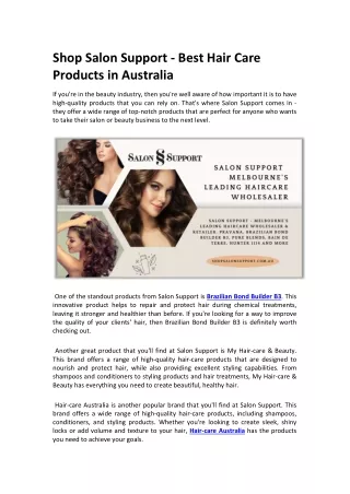 Shop Salon Support - Best Hair Care Products in Australia