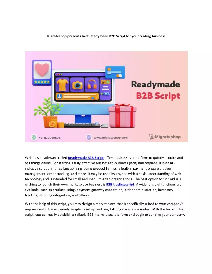 migrateshop presents best readymade b2b script