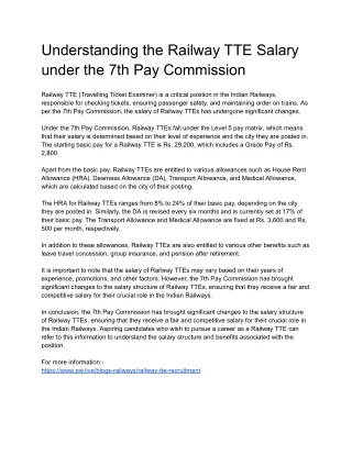 understanding the railway tte salary under