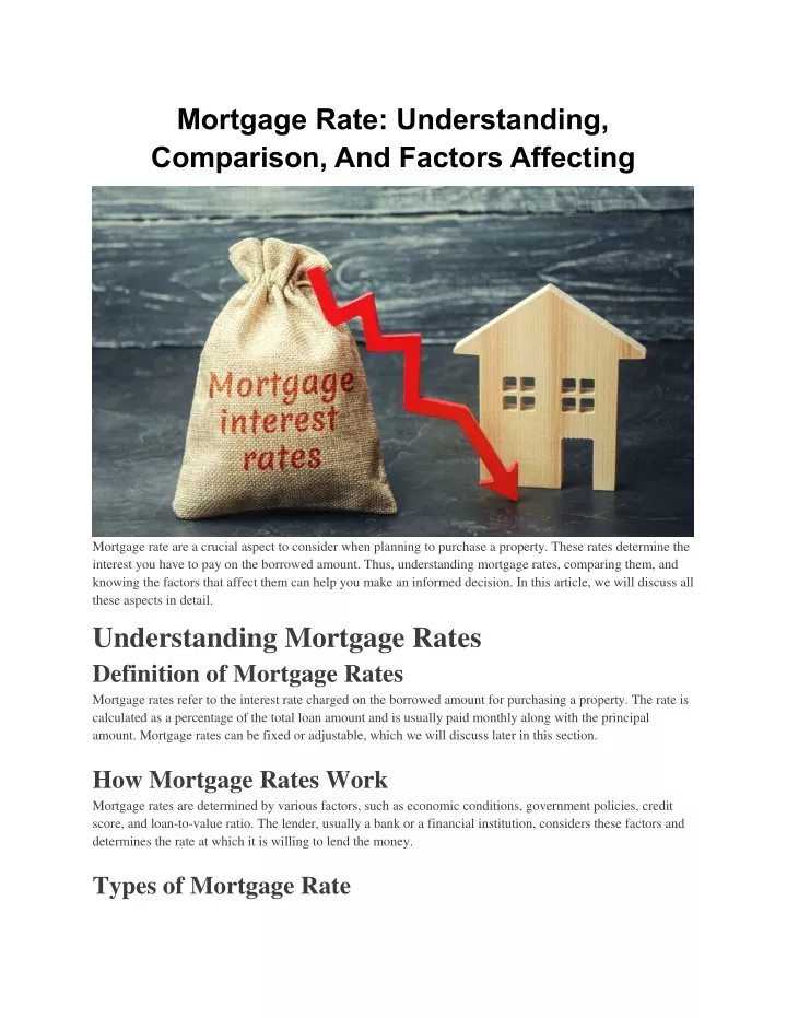 mortgage rate understanding comparison