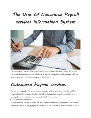 the uses of outsource payroll services