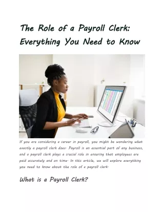 the role of a payroll clerk everything you need
