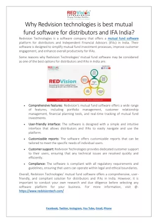 why redvision technologies is best mutual fund