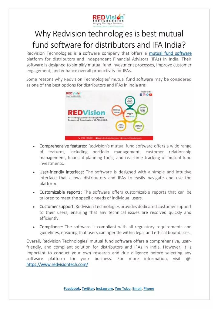 why redvision technologies is best mutual fund