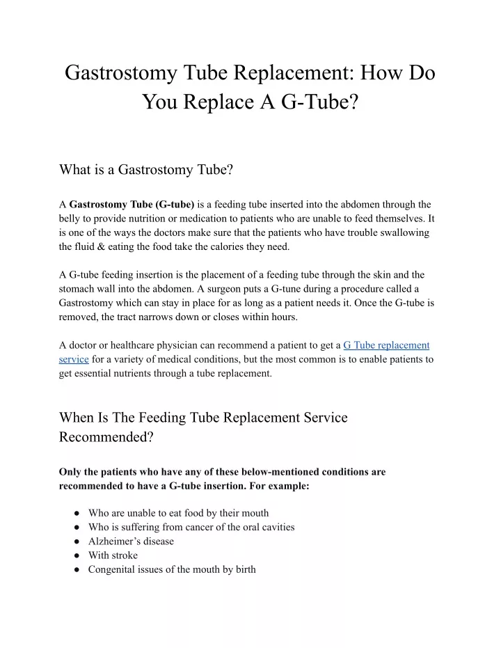 gastrostomy tube replacement how do you replace