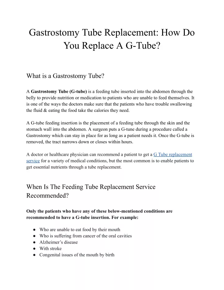 PPT Gastrostomy Tube Replacement How Do You Replace A GTube