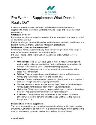 Pre-Workout Supplement What Does It Really Do