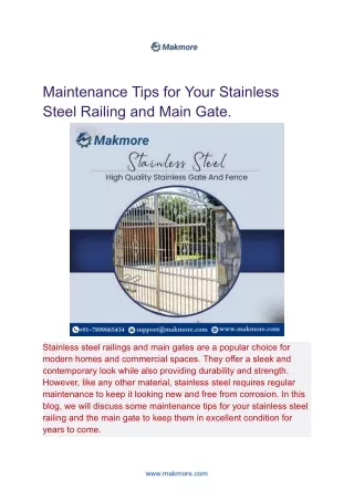 Maintenance Tips for Your Stainless Steel Railing and Main Gate