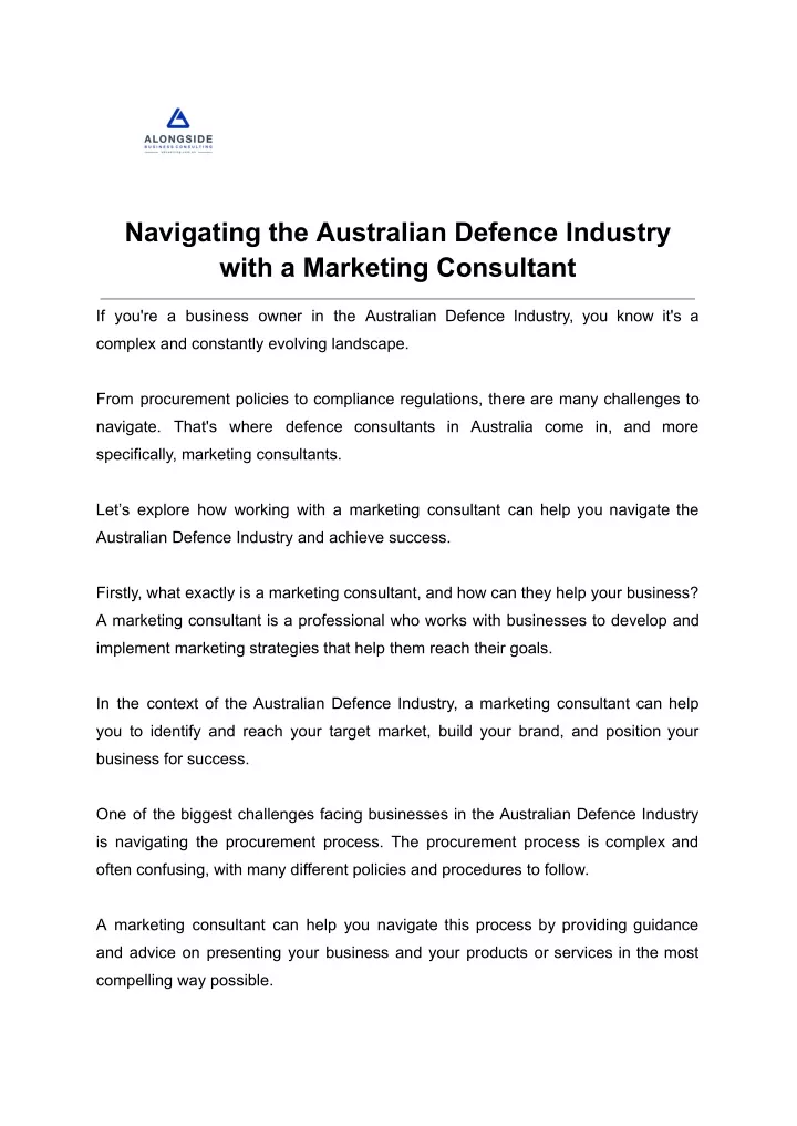 navigating the australian defence industry with