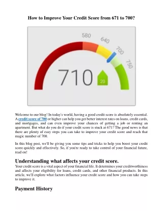 How to Improve Your Credit Score from 671 to 700