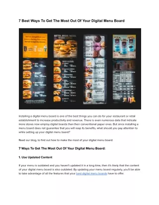 Digital Menu Board Restaurant