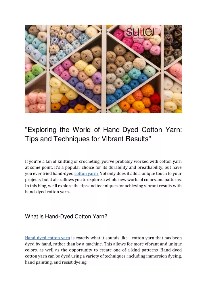 exploring the world of hand dyed cotton yarn tips