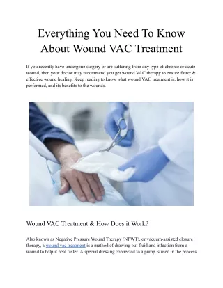 Everything You Need To Know About Wound VAC Treatment