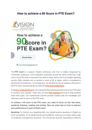 How to achieve a 90 Score in PTE Exam?